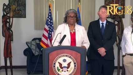 Anbasadris Etazini nan Nasyonzini an Linda Thomas Greenfield prezante bilan rankont li fè an Ayiti.