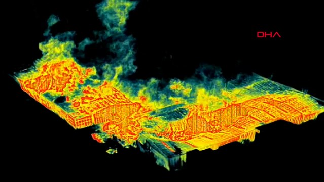 Bursa'daki fabrika yangınının termal kameralı drone görüntüsü