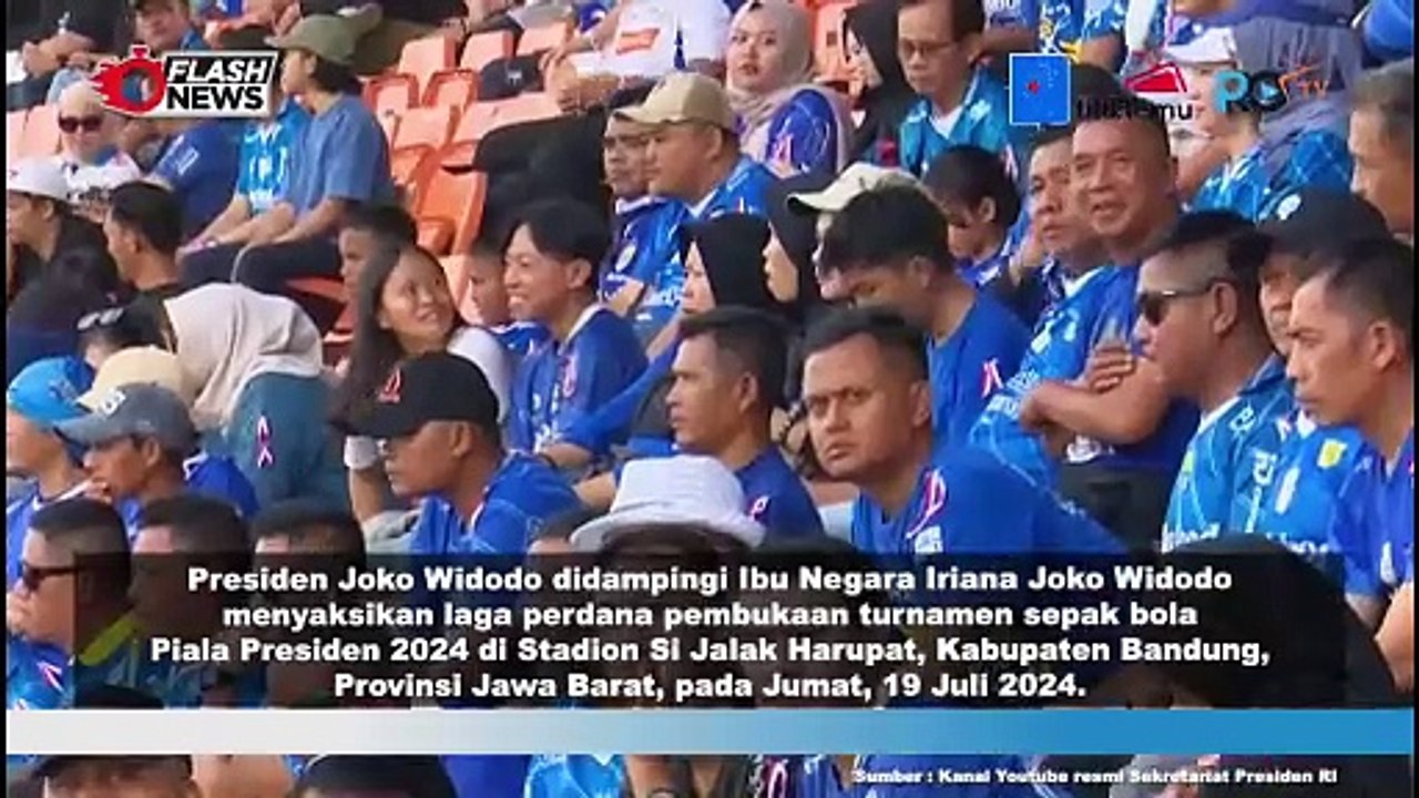Presiden Jokowi dan Ibu Iriana Saksikan Pembukaan Laga Sepak Bola Piala Presiden 2024