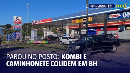 Kombi bate em caminhonete que vai parar em posto de gasolina