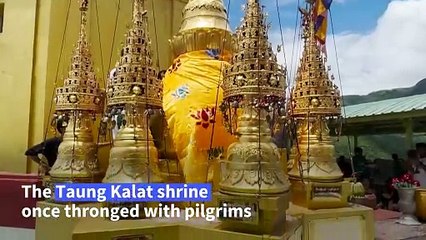 Quiet days for Myanmar volcano shrine as civil war blocks faithful