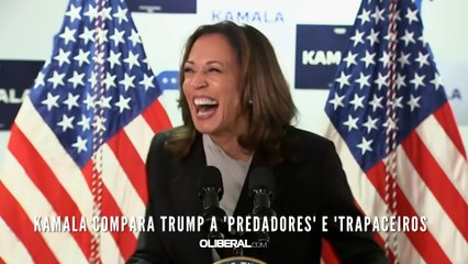 Kamala compara Trump a 'predadores' e 'trapaceiros