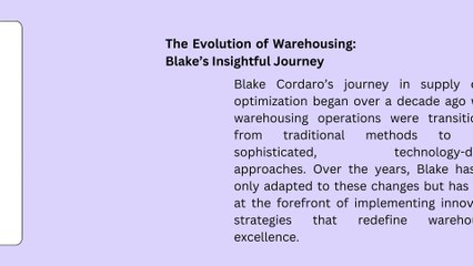 Blake Cordaro's Warehouse Mastery: Efficiency Unleashed