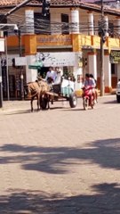 Una pareja llamó la atención en Trinidad, ambos llegaron hasta la Iglesia Catedral en un tradicional carretón después de darse el sí en la parroquia