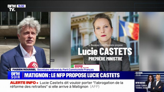 Lucie Castets, candidate du NFP à Matignon: C'est maintenant qu'il faut une Première ministre, un nouveau gouvernement prêt à agir , affirme Fabien Roussel