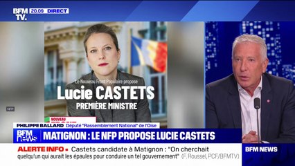 Lucie Castets, candidate du NFP à Matignon: "Pour finir de planter les finances publiques, je pense qu'elle a un profil parfait", déclare Philippe Ballard (RN)