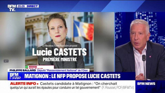 Lucie Castets, candidate du NFP à Matignon: Pour finir de planter les finances publiques, je pense qu'elle a un profil parfait , déclare Philippe Ballard (RN)