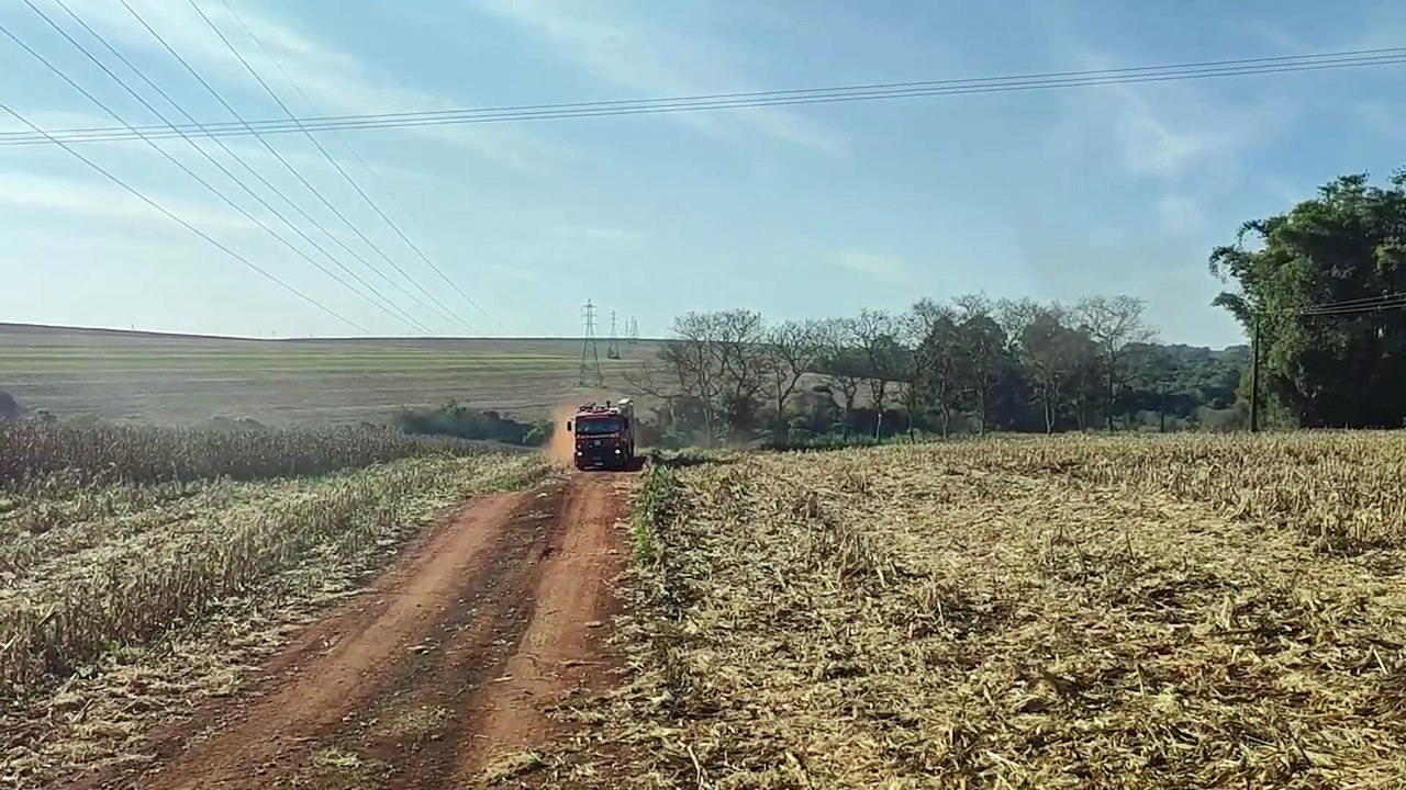 Corpo de Bombeiros combate incêndio em vegetação