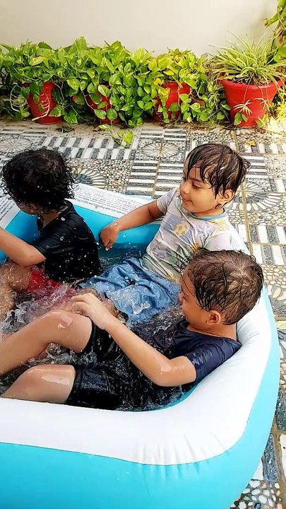Kids having fun in pool.