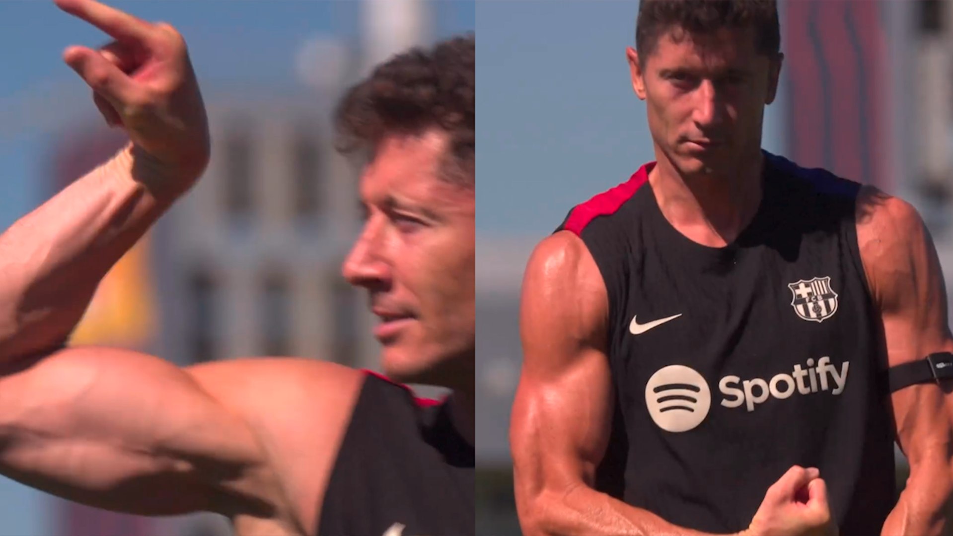 Lewandowski presume increíble musculatura con la que eleva la ...