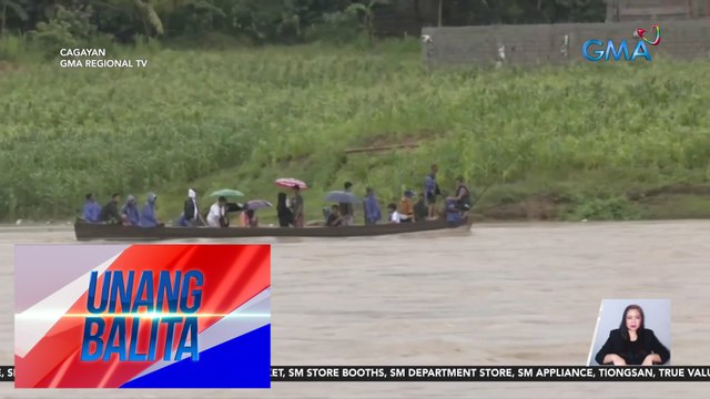 Tulay, hindi madaanan dahil sa pag-apaw ng Pared River; mga residente, gumagamit ng bangka para makatawid | Unang Balita