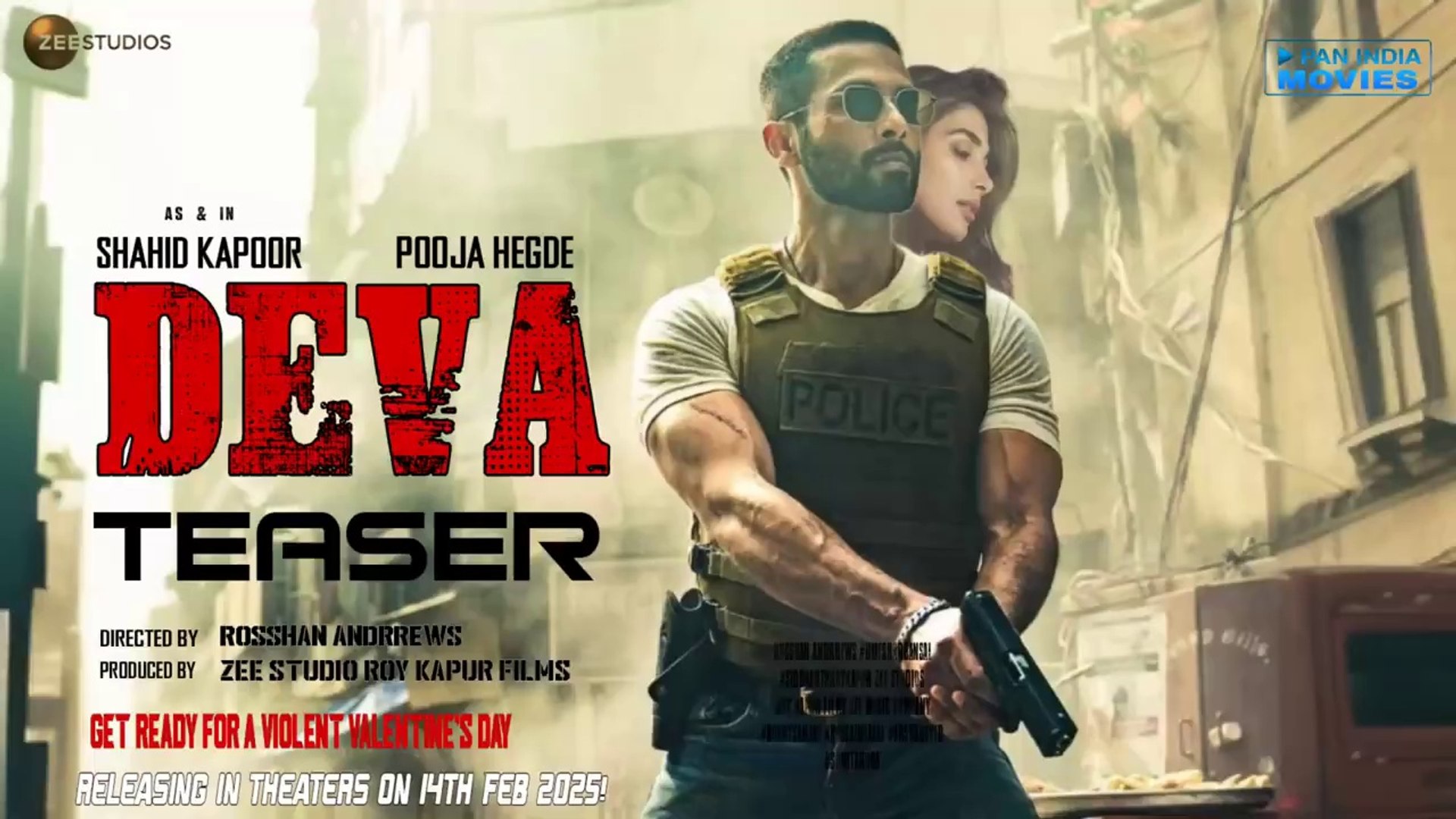 ⁣DEVA - TEASER - Shahid Kapoor - Pooja Hegde - ZEE Studio- Releasing in cinemas 14th feb 2025 YRF
