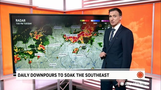 Daily downpours soak the Southeast