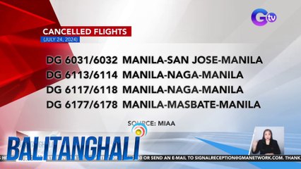 Cancelled flights as of 10:08 AM (July 24, 2024) | Balitanghali