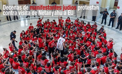 Decenas de manifestantes protestan contra visita de Netanyahu a EU