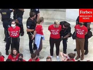 Jewish Voices For Peace Hold A Sit-In On Capitol Hill Protesting Prime Minister Netanyahu's Visit