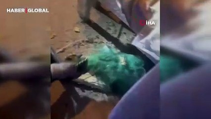 Fileye dolanıp acı çeken yılanı kurtaran itfaiyeci ona su içirdi