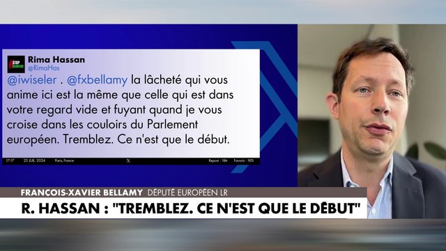 François-Xavier Bellamy : Rima Hassan n'a «aucune chance de m'intimider»