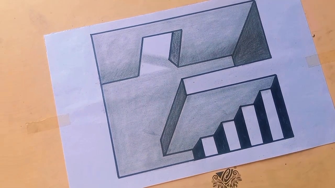 How to draw basement stairs on paper | easy drawing on paper