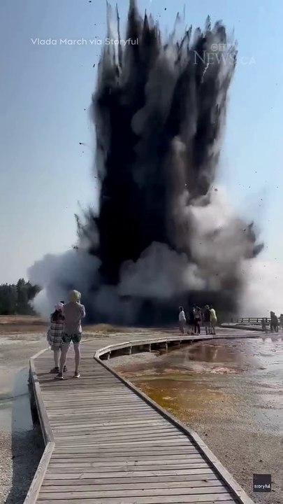 Yellowstone - geyser explosion at yellowstone national park