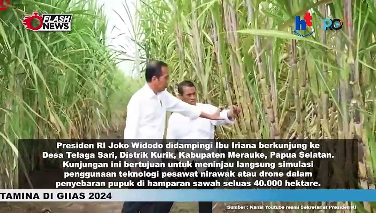 Presiden Jokowi dan Ibu Iriana Tinjau Simulasi Drone Tabur Pupuk