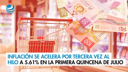 Inflación se acelera por tercera vez al hilo a 5.61% en la primera quincena de julio