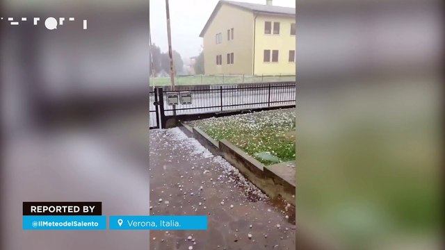 A catastrophic hailstorm causes significant damage in the province of Verona, Italy