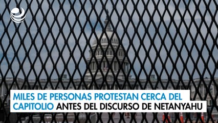 Download Video: Miles de personas protestan cerca del Capitolio antes del discurso de Netanyahu