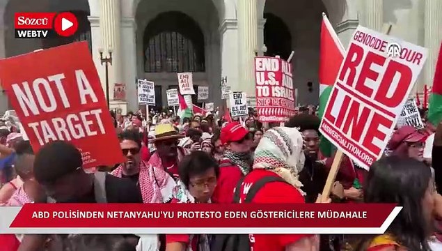 ABD polisinden Netanyahu'yu protesto eden göstericilere müdahale