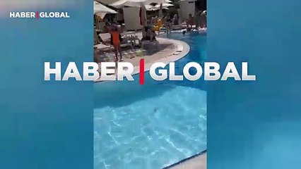 Antalya'da iğrenç anlar: Otelin havuzuna büyük tuvaletini yaptı ve gitti