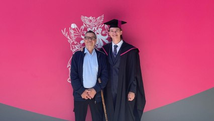 Graduate falls in ditch and sprains ankle during hat throw - but still went out