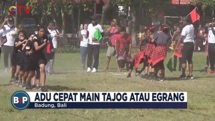 Keseruan Bermain Adu Cepat Tajog atau Egrang