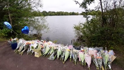 Tributes left at Netherton reservoir.