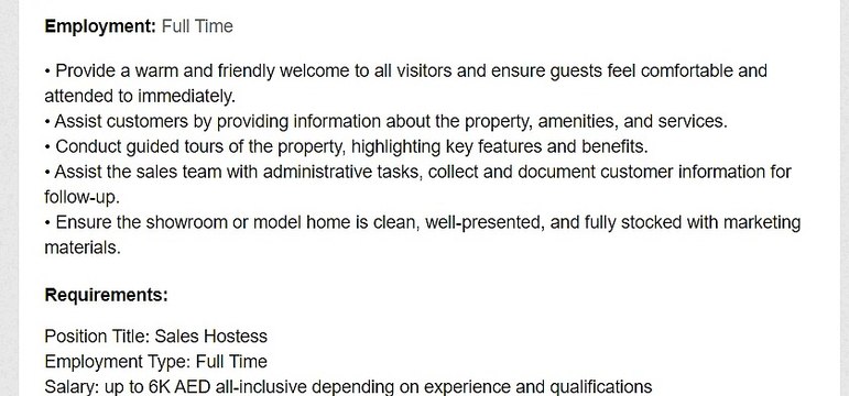 Sales Hostess jobs RTC-1 Employment Services Dubai, UAE dubai jobs