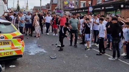 'POV: LEEDS IS THE GULAG!' - Disturbing scenes of a cop car being destroyed during Leeds riot