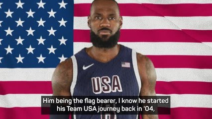 LeBron James: Steph and KD celebrate Team USA flag bearer