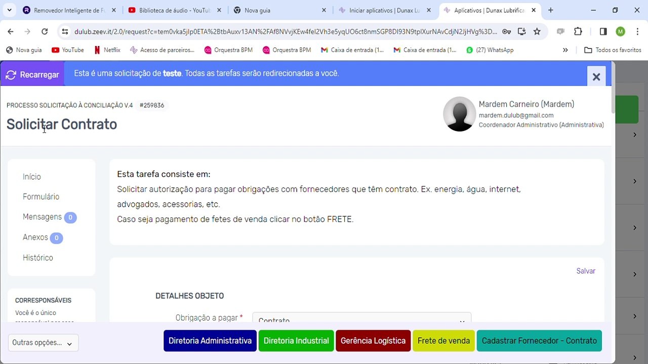 Solicitar pagamento de contrato vídeo 2
