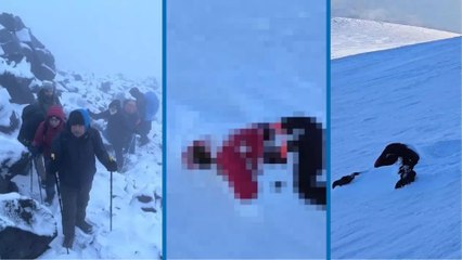 Ağrı Dağı'nda ekipler, 2 dağcının 4 bin 900 rakımdaki cenazelerini aldı