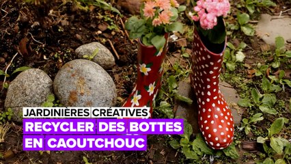 Jardinières créatives : réutilisez vos bottes en caoutchouc
