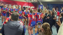 Knights celebrate their season-opening NRLW win over the Roosters at McDonald Jones Stadium | July 25, 2024
