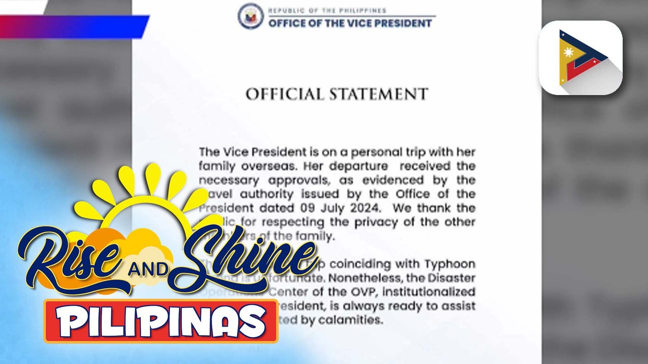 OVP, dinepensahan ang biyahe ni VP Sara Duterte kasama ang kaniyang pamilya