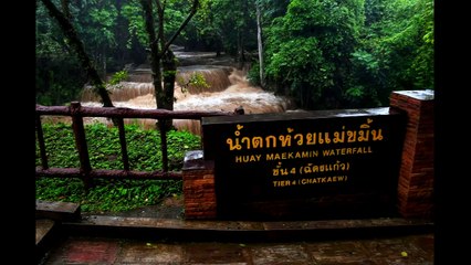 น้ำตกห้วยแม่ขมิ้น อ.ศรีสวัสดิ์ และ น้ำตกผาตาด อ.ทองผาภูมิ จ.กาญจนบุรี เกิดน้ำป่าไหลหลาก