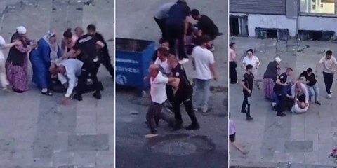 Gaziosmanpaşa'da komşuların kavgası kamerada; yaşlı kadına yumruk attı