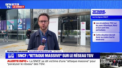 "Attaque massive" contre la SNCF: des retards allant de deux à quatre heures à Lille, de nombreux TGV supprimés
