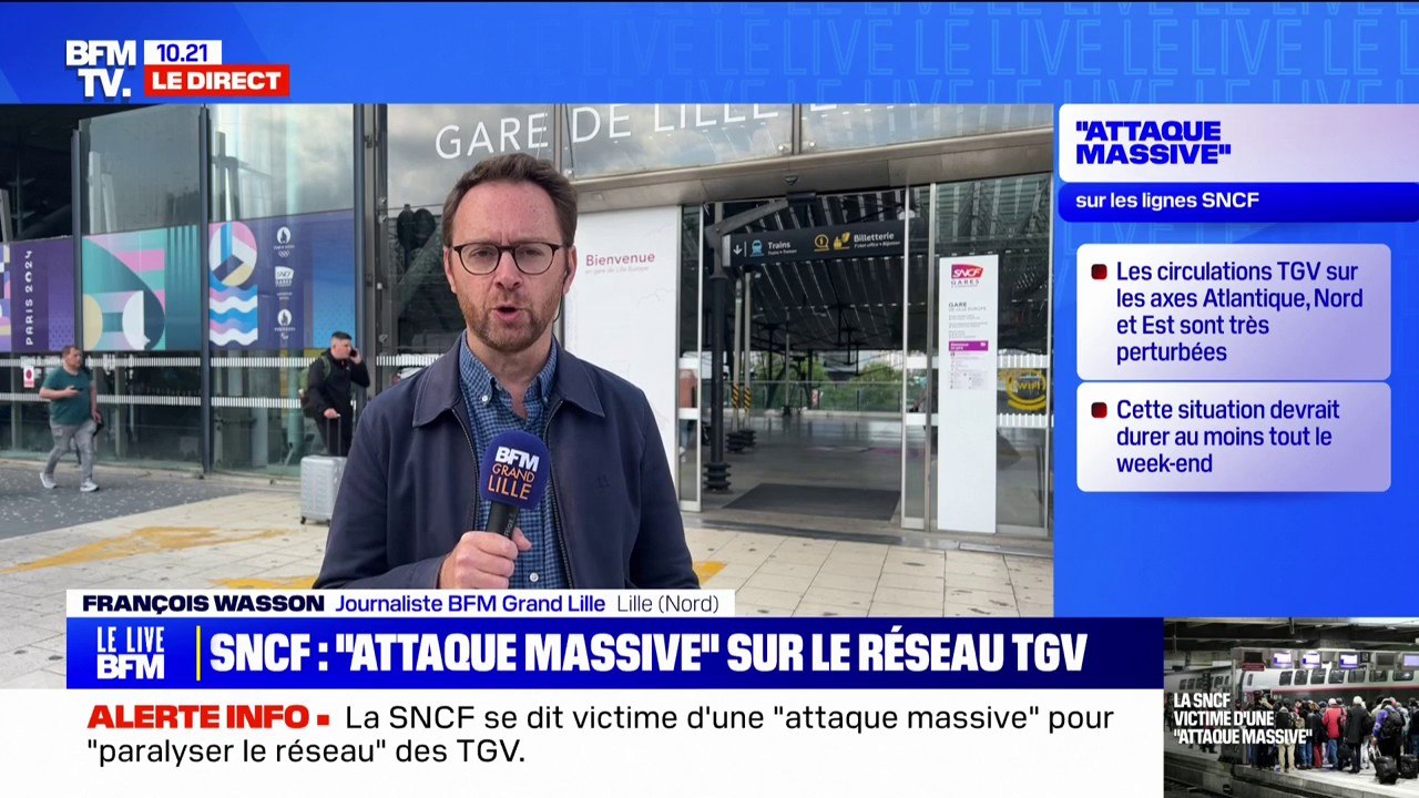 "Attaque massive" contre la SNCF: des retards allant de deux à quatre heures à Lille, de nombreux TGV supprimés