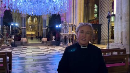 The reverend canon Charlie Allen on Peace Doves at Durham Cathedral