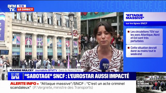 Sabotages sur le réseau TGV: l'Eurostar aussi touché, des retards de 50 minutes à 1h30 à prévoir