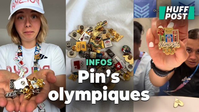 Les athlètes s’échangent des pin's au village olympique