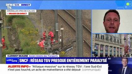"Sabotage" du réseau SNCF: "C'est forcément une attaque préméditée, organisée, ciblée", assure Clément Beaune, ancien ministre des Transports