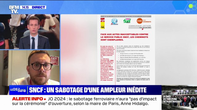 Sabotages sur le réseau SNCF: Arnaud Marcinkiewicz (CGT Cheminots Montparnasse) dénonce des actes inacceptables et assure que les cheminots se mobilisent
